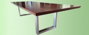 Jarrah dining table with stainless steel base