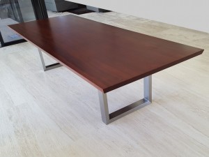 Jarrah dining table with stainless steel base