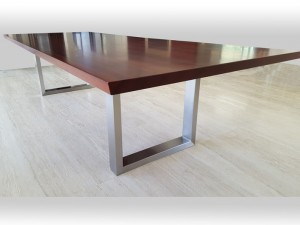Jarrah dining table with stainless steel base