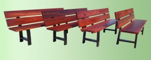 Jarrah bench seats with black metal legs